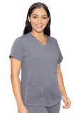 Med Couture 7459 V-NECK SHIRTTAIL TOP (Size: XS-XL)