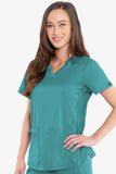 Med Couture 7459 V-NECK SHIRTTAIL TOP (Size: XS-XL)