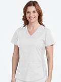 Med Couture 7459 V-NECK SHIRTTAIL TOP (Size: XS-XL)