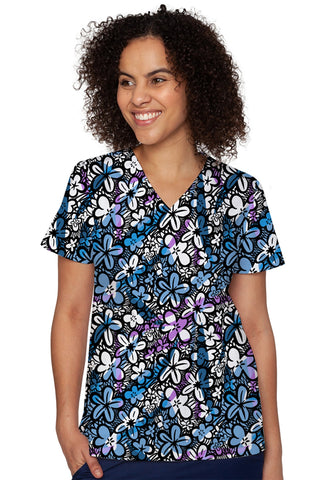 Med Couture 8564 Print Top-Scribble Floral